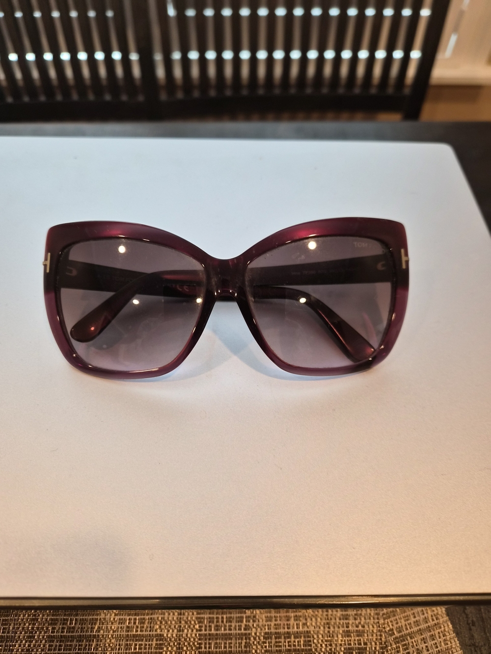 Tom Ford Women's Oversized Sunglasses in Plum Frame with Gradient Smoke Lenses